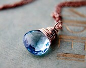 Gemstone Jewelry Sky Blue Topaz Rose Gold Necklace Pendant PoleStar