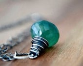 Forest Green Chalcedony Gemstone Jewelry Green Necklace Pendant