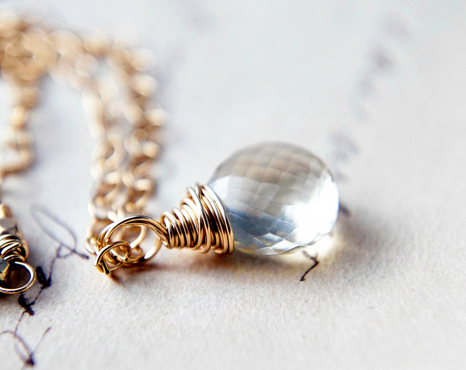 Vanilla Necklace Scapolite Wire Wrapped14K Gold Pale Yellow Fashion Under 100 Women