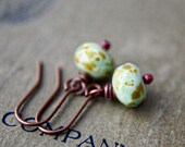 Peas Earrings Green Czech Glass Copper Dangles Mint Sage Fashion Under 25