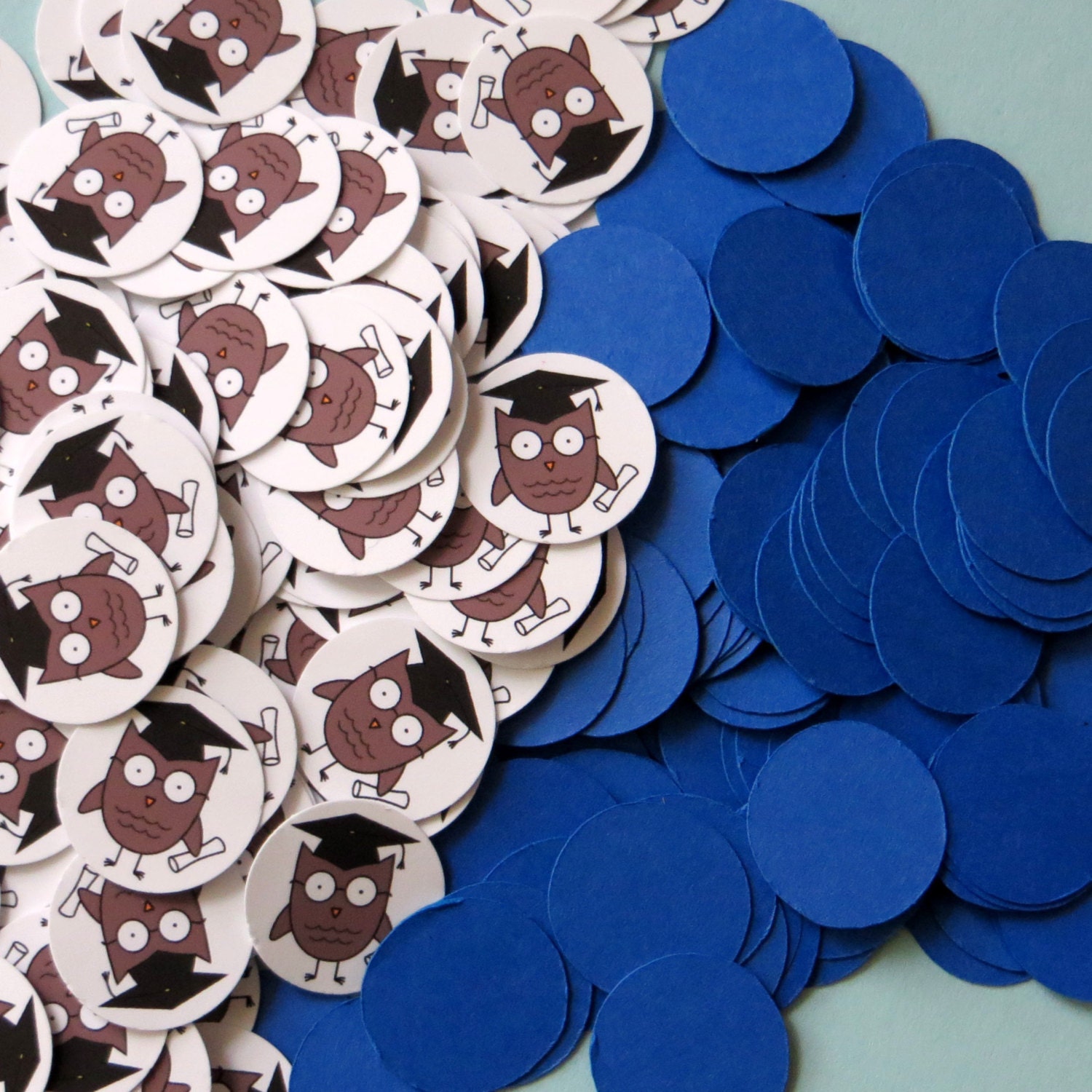 Graduation Owl Confetti 3/4 Inch Circles - Blue or Your School Colors Il_170x135