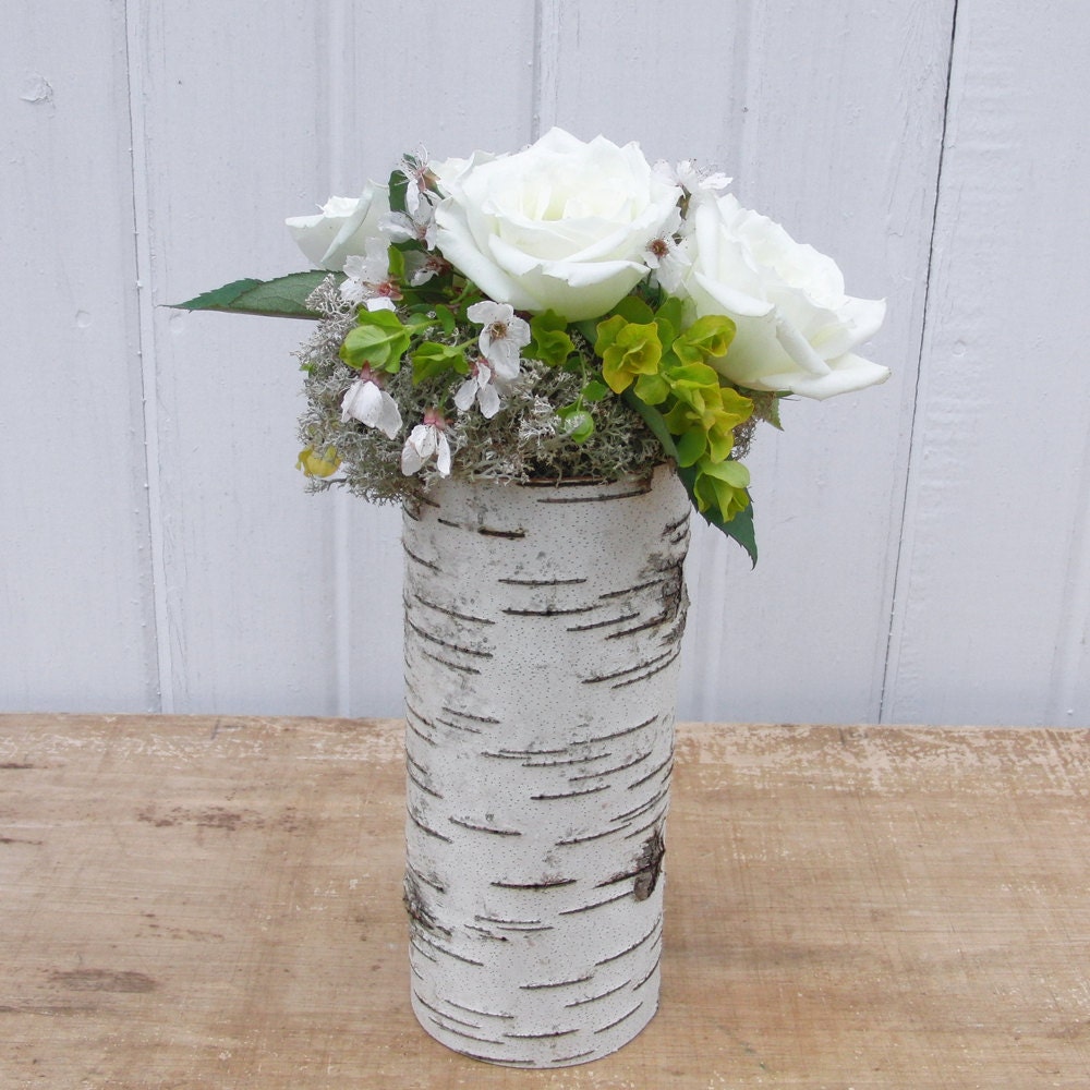 One large birch bark vase with free engraving, Natural