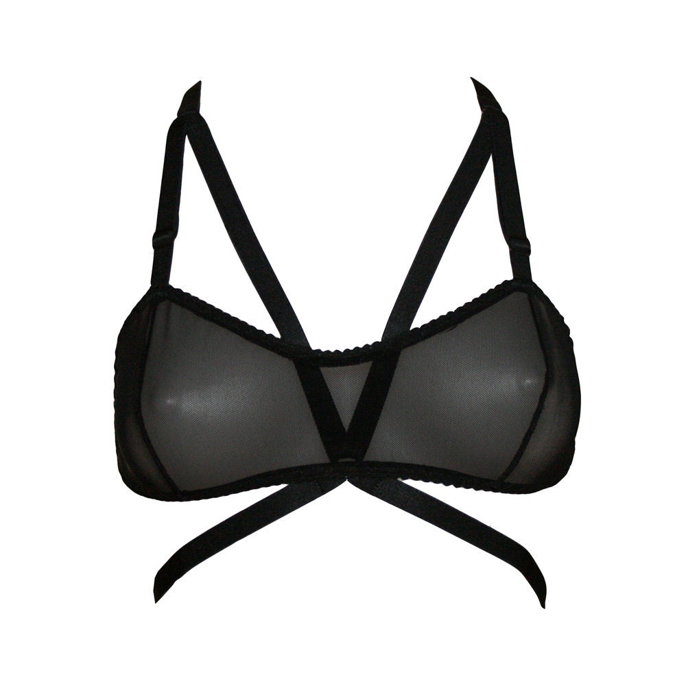 Black Mesh 'Suzy' Bralette Cage Frame Top