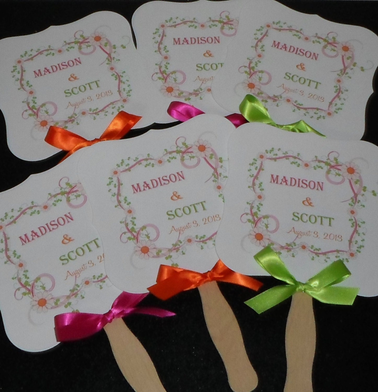 Wedding Fans with Monogram, Wedding Fan, Garden Wedding Fan, Wedding Program Fan, Wedding Fan Program
