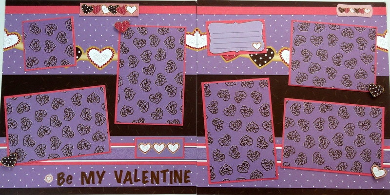 BE MY VALENTINE 12 x 12 premade scrapbook pages - Valentine's Day