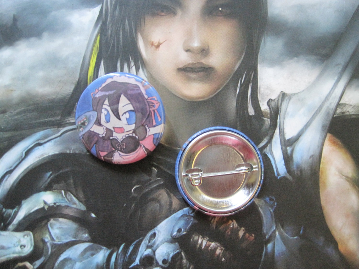 Chibi Sushi Waitress Anime Character Pin Button / Badge 1 1/4 Inch