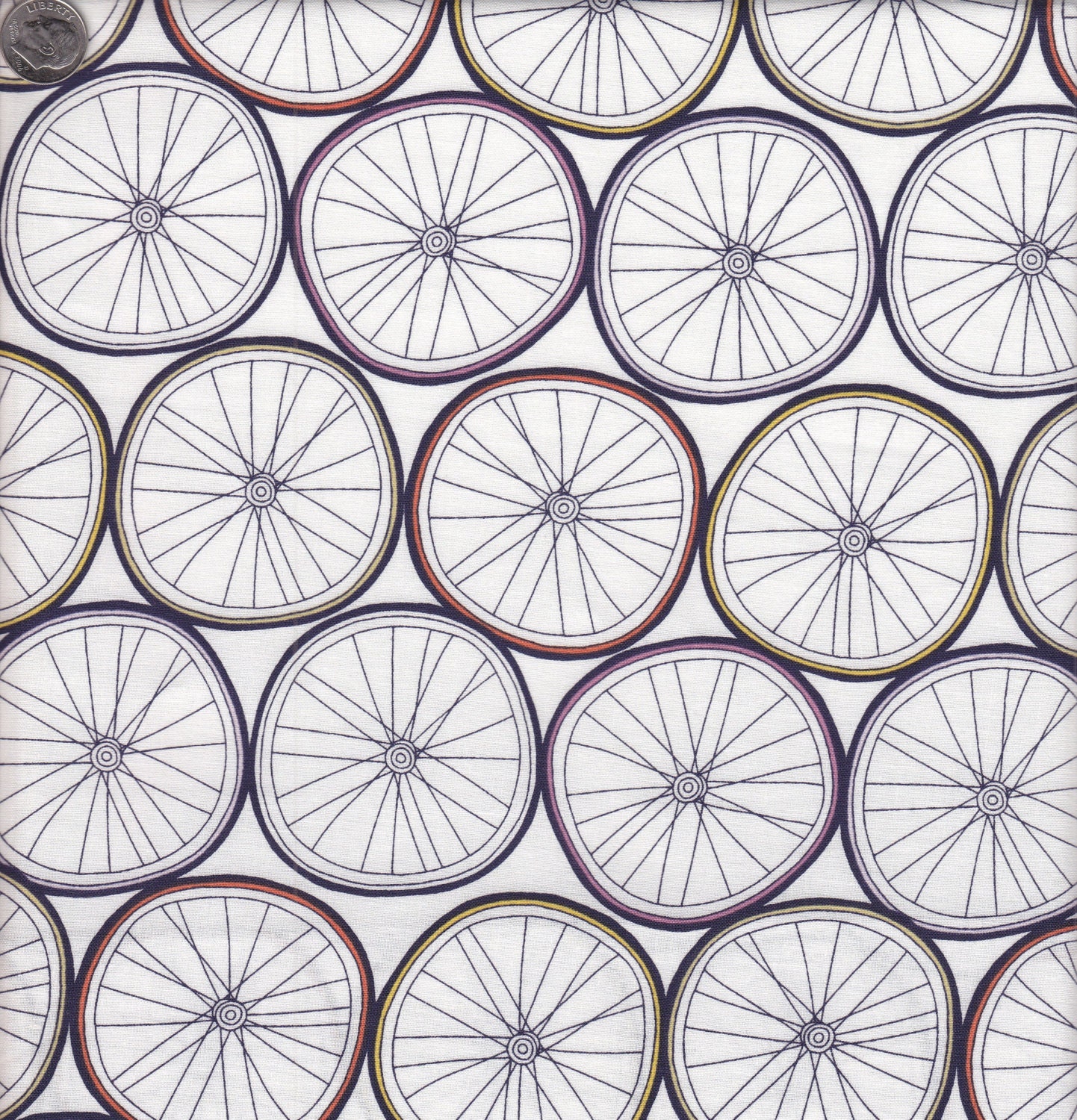 Windham Fabrics Ride Bike Wheels in White