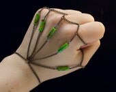 lime green turquoise and gunmetal full hand chain // beautifully colored dyed stone beads