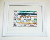 Dr. Seuss Vintage Book Inspired Framed Wall Art/Decor , Recycled Vintage Book Bindings Framed