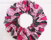 Hot Pink and Black Wreath
