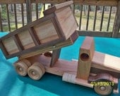 SALE Dump truck wooden handmade toy Heirloom Quality solid red Oak  Walnut and Cherry  finished with natural beeswax SALE 10 Off