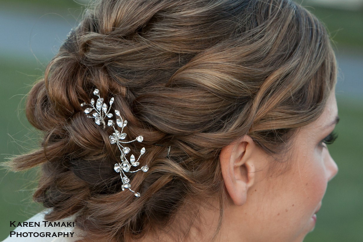 Hair Pin, Bridal Hair Pin, Hair Piece, Wedding Hair Pin, Rhinestone Hair Pin, Wedding Hair Piece:  Paula Hairpins