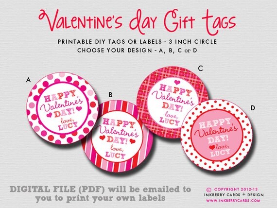 Personalized Valentine's Day Gift Labels or Tags (DIY/Digital File OR Printed Stickers Available) Il_570xn