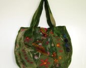 Felted Bag Purse Handbag Felt Wool Handmade Green