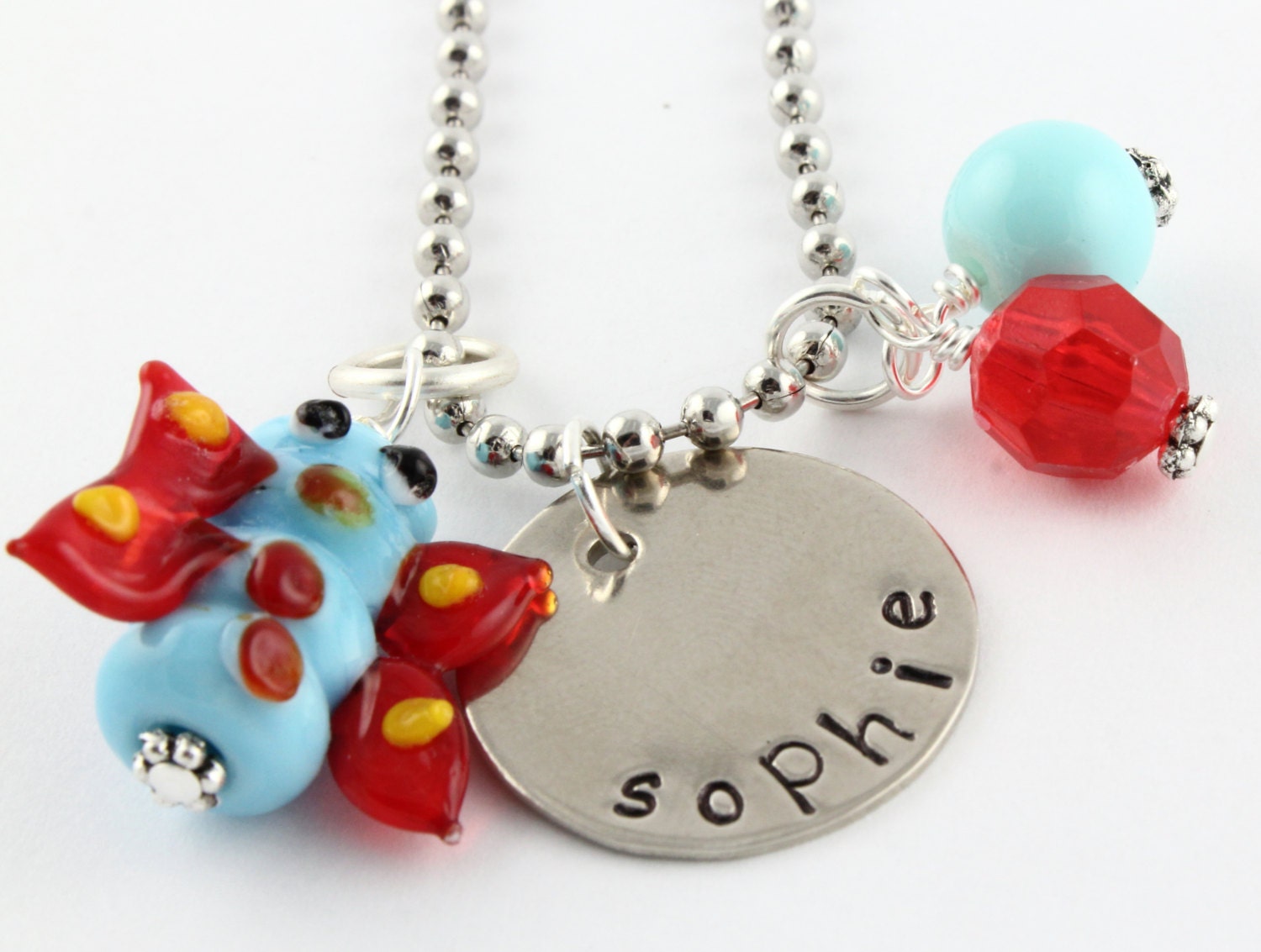 Personalized Caterpillar Charm Necklace for Girls - Hand Stamped Gift for Children