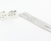 Men's Accessories Gift Pack - Personalized Cufflinks & Collar Stays - Custom Hand Stamped Gift - Father's Day