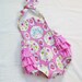 Ruffled Baby Bubble Romper Sunsuit - SNAP Crotch - sizes 0 - 24 mos - Brighton Birds in Pink - London Collection