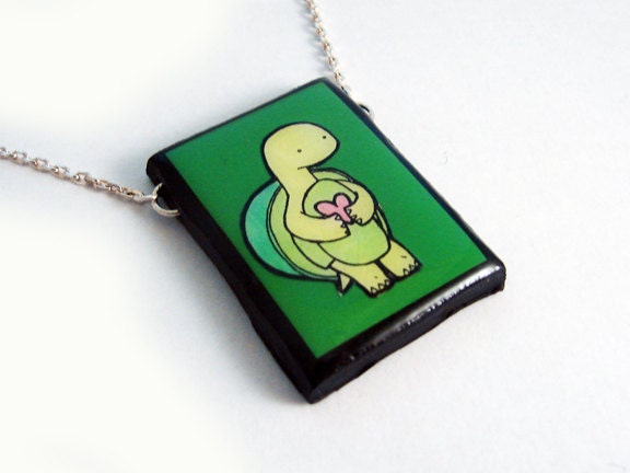 Large Green Turtle Necklace