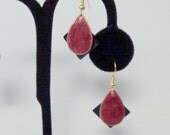 Earrings Classy Black Red Gold Teardrop Square Dangle
