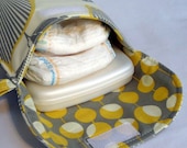 Diaper Wristlet in Amy Butler Linen Optic Blossoms and Martini grey and yellow (see shop annc. for free shipping offer)