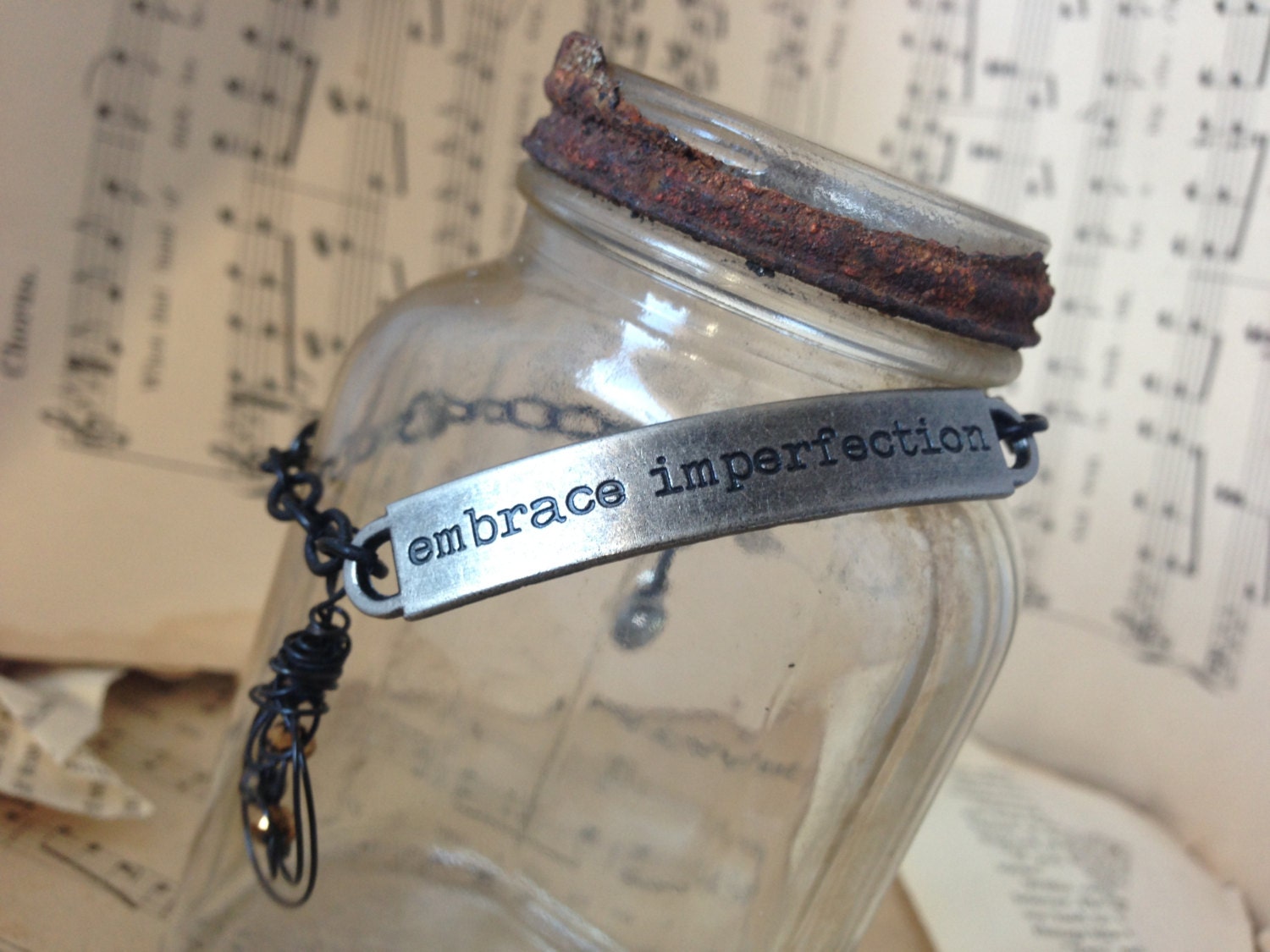 Embrace Imperfection Inspirational Extra Long Adjustable Bracelet by Kris Lanae