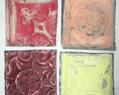 AUTHENTIC Tin Ceiling RED 6x6 Set of 4 Crafts Art Tiles S 1273-13