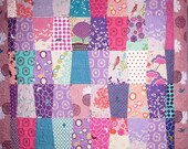 Patchwork Quilt - girly Echino Trapezoids twin bed quilt