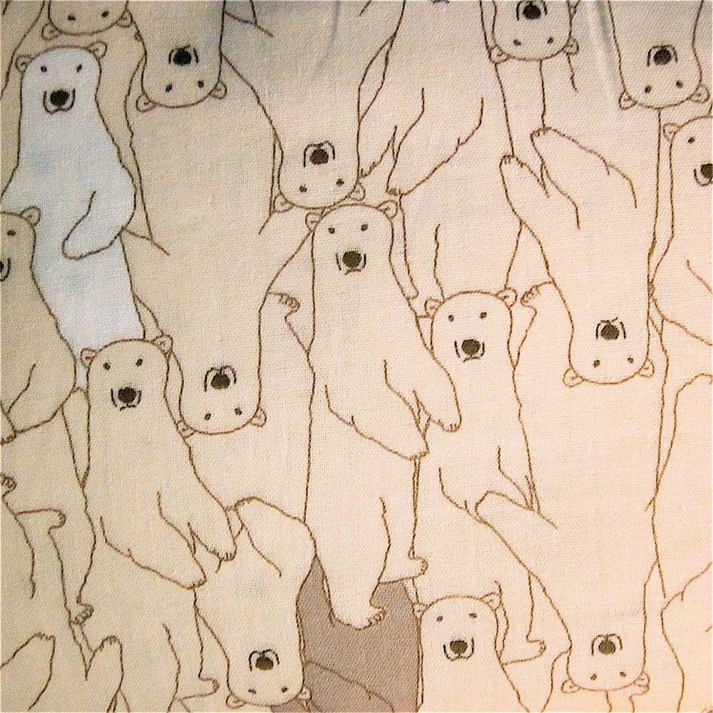 Japanese cotton print -  1 yard of Polar Bears HALF PRICE