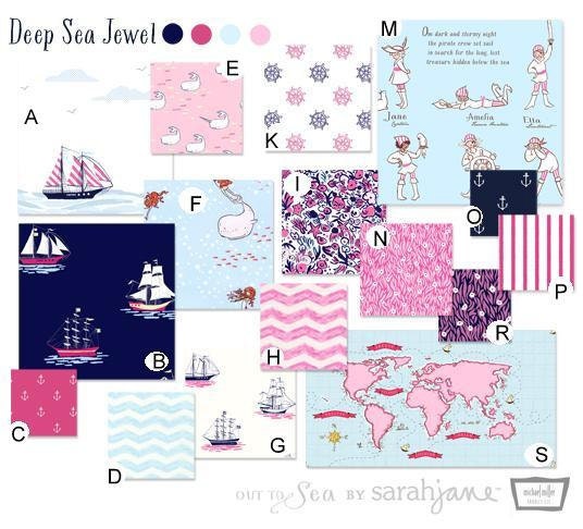Bumperless Custom Crib Bedding in Pink and Navy Blue - Reserved for Priscilla