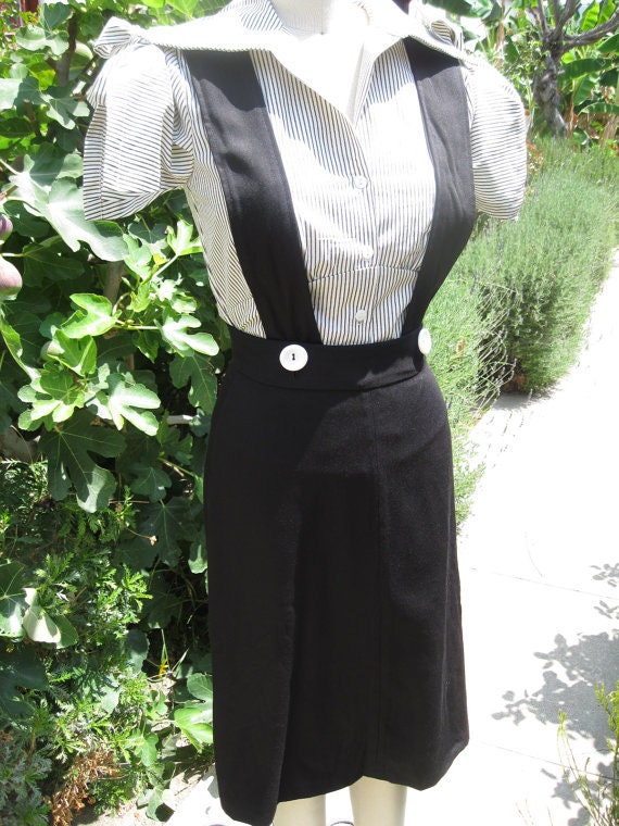 1940s skirt sample sale size Medium black vintage rayon gabardine  Ready to ship no straps