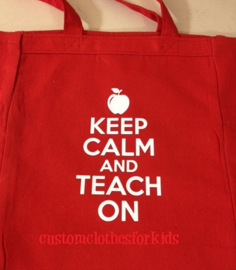 Ready to Ship School Bag Teacher Bag Keep Calm and Teach On Market Bag Keep Calm and Carry On Tote Teacher Appreciation Gift