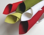 100% Wool Felt Sheets Set -  Apple Color Story - 8 x 12 Felt - Dark Red Olive White Yellow Green