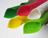 100% Wool Felt - Lime Rickey Color Story - Chartreuse, Hot Pink, Lemon Yellow - Neon Wool Felt - 8 x 12 Wool Felt Sheet Set