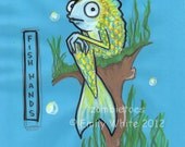 Fish Hands cartoon water creature silly strange original Dorkling comic Illustration lowbrow humor Art