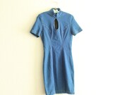 stretch denim like cut out fitted 90s dress