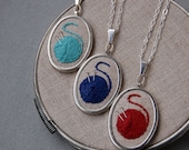 Embroidered Pendant Necklace, Made To Order Itty Knitty Necklace