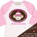 Valentine's Day personalized girls mommy's little monkey 3/4 sleeve length pink/white raglan shirt