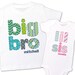 Brother or sister colorful stitched look pattern sibling Tshirt set
