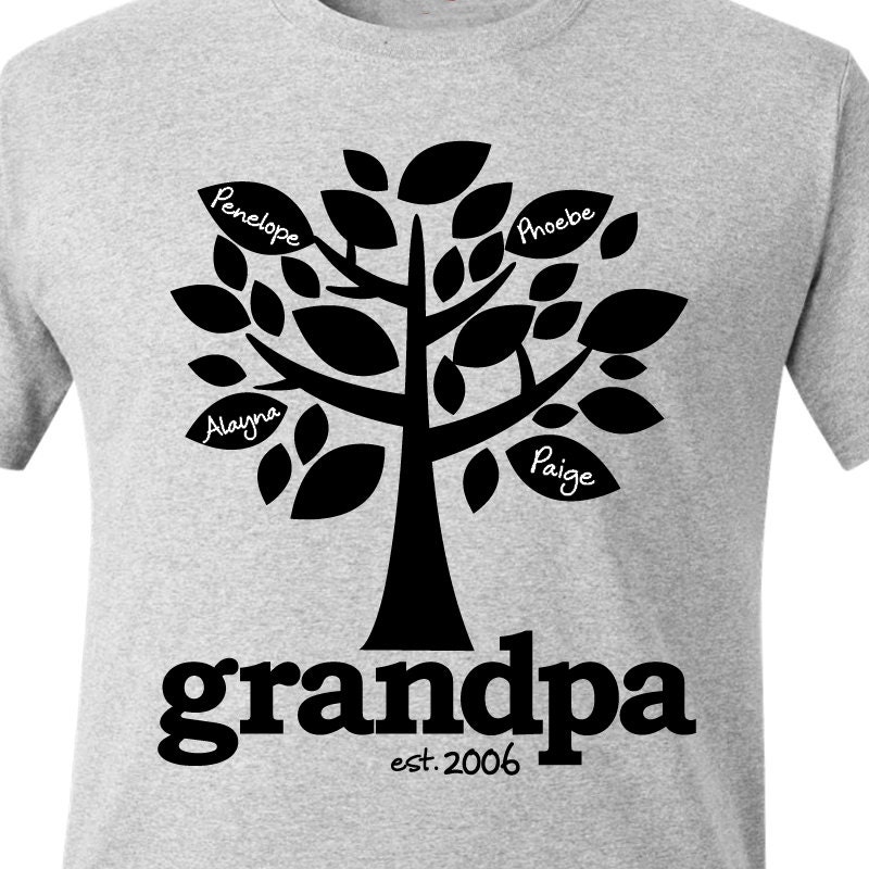 Personalized grandpa established family tree Tshirt