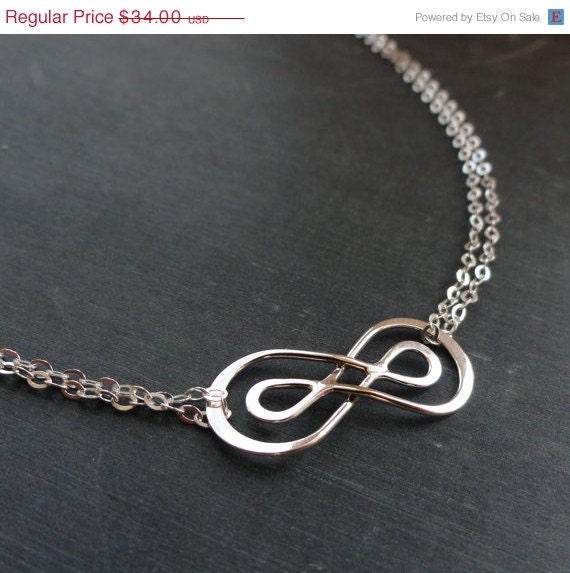 ON SALE Silver Double Infinity necklace, figure eight, Silver infinity symbol necklace, bridesmaid gifts, friendship necklace