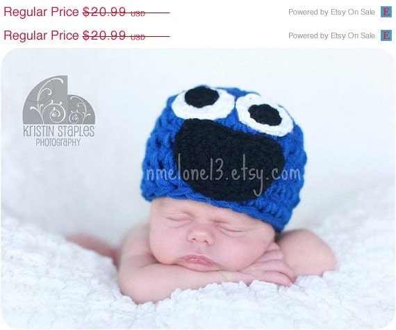COoKiE MoNsTeR Sesame Street Handmade crochet Hat newborn to 5 years old