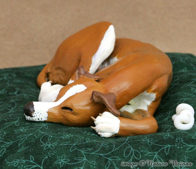 Tan Whippet Sculpture Polymer Clay Dog Figurine OOAK Pet Portrait Animal Art