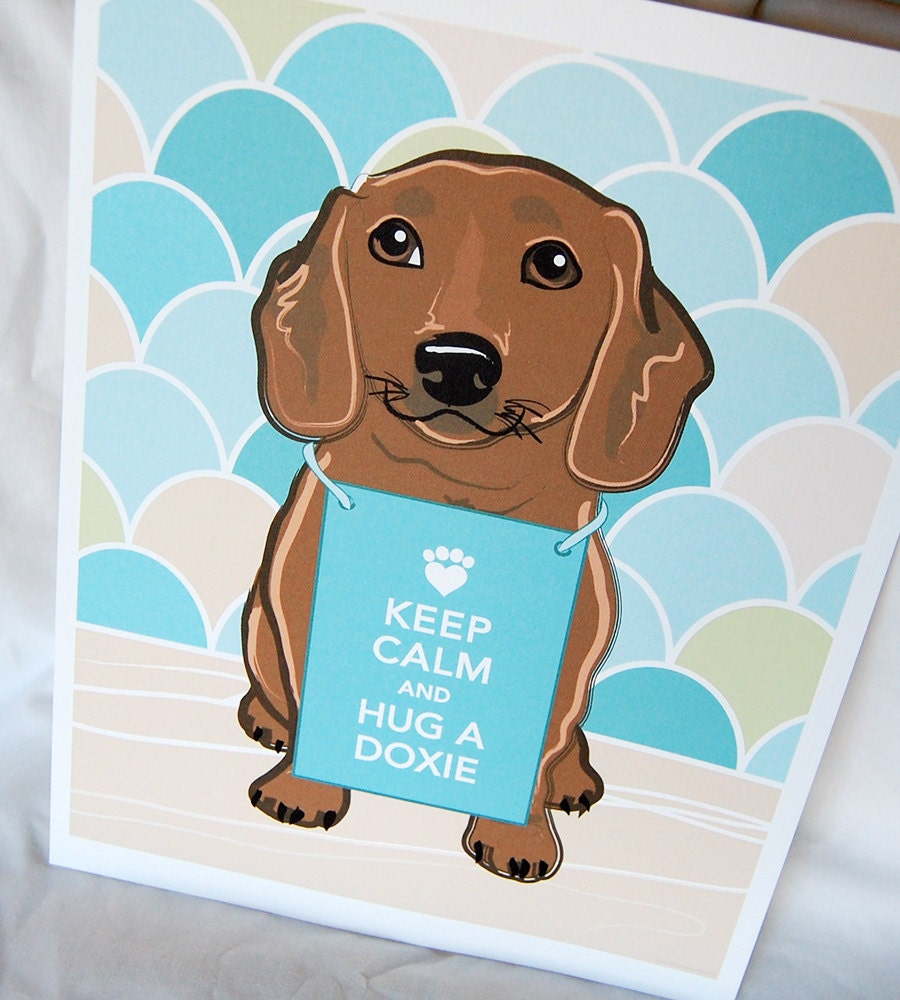 Keep Calm Dachshund with Scaled Background - 8x10 Eco-friendly Print