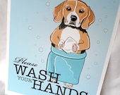 Beagle Wash Your Hands Print - Eco-Friendly 8x10 Size