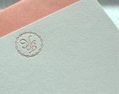 Letterpress monogram cards - set of 25 custom personalized cards - bridesmaid gift, mothers day gift