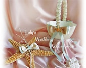 Beach Wedding Starfish Ring Bearer Pillow and Flower Girl Basket, Choose your colors, Beach Weddings Accessories Ceremony Decor