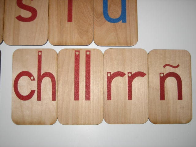 Lowercase Sandpaper Letters Spanish on birch wood