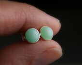 sterling silver bezel set green chrysoprase stud earrings 6mm