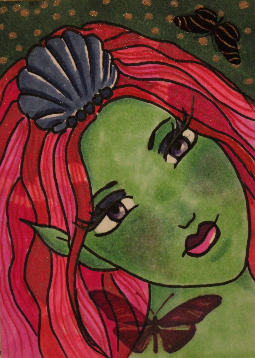 Gemstone Magic Goddess Affirmation Card ORIGINAL Mixed Media Painting Crystals, Sage, Butterflies, Dragonflies and  Organic Essential Oils