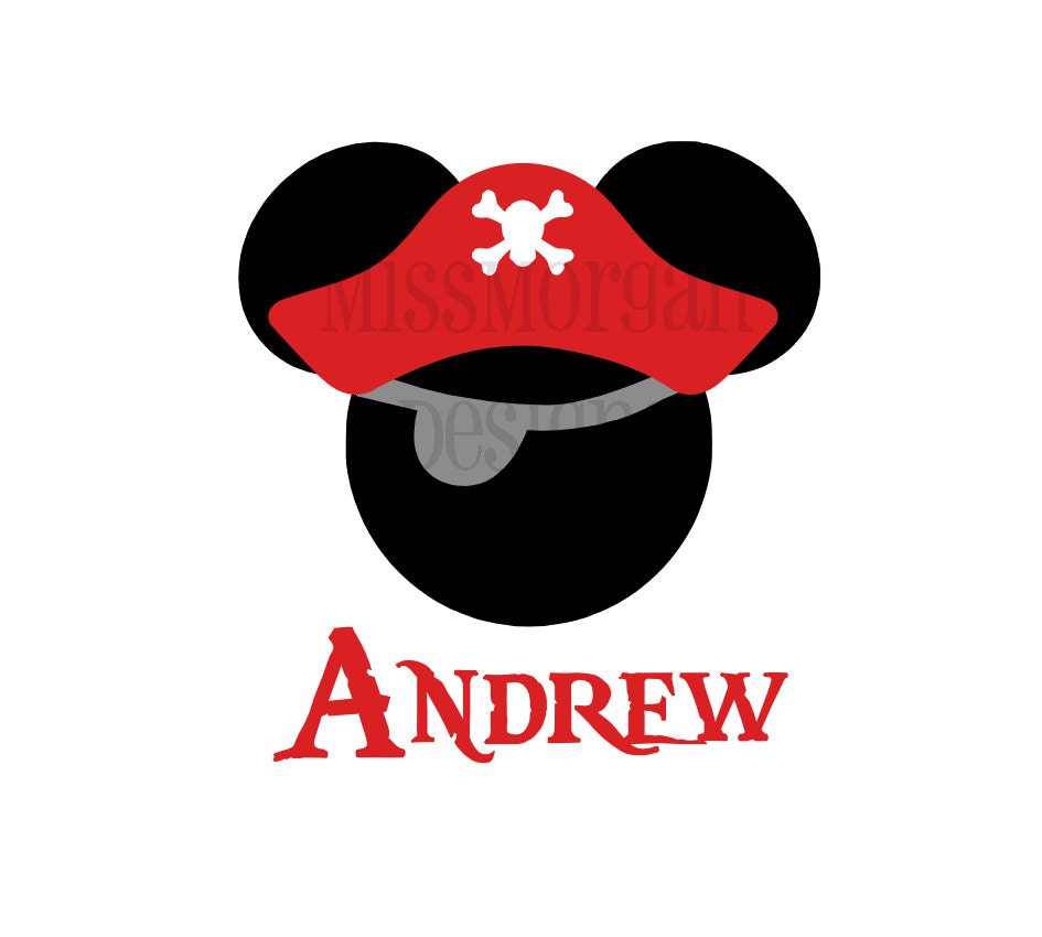 Personalized Pirate Mickey Mouse Disney iron on decal vinyl for shirt